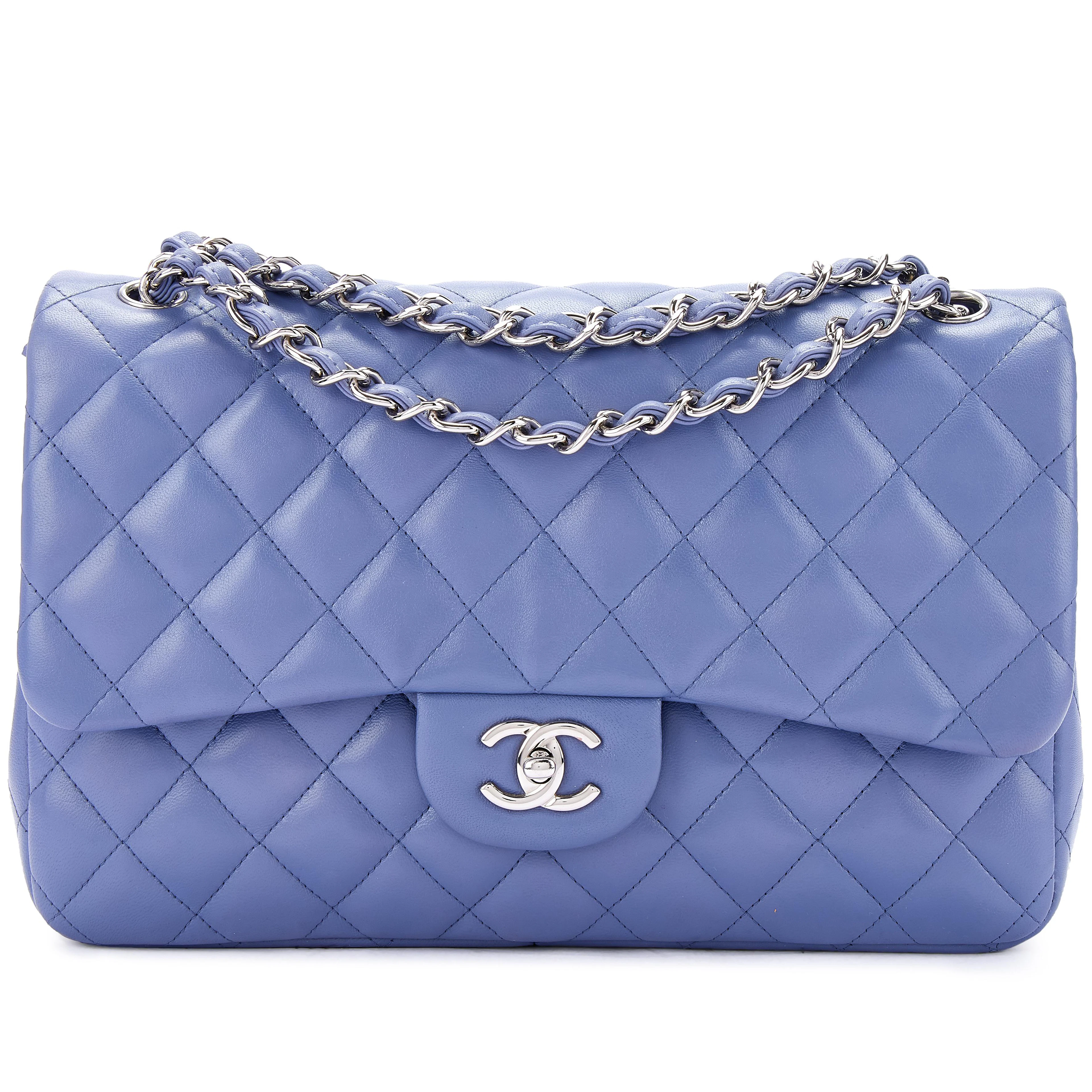 Lavender Purple Quilted Lambskin Large Timeless Classic Double Flap