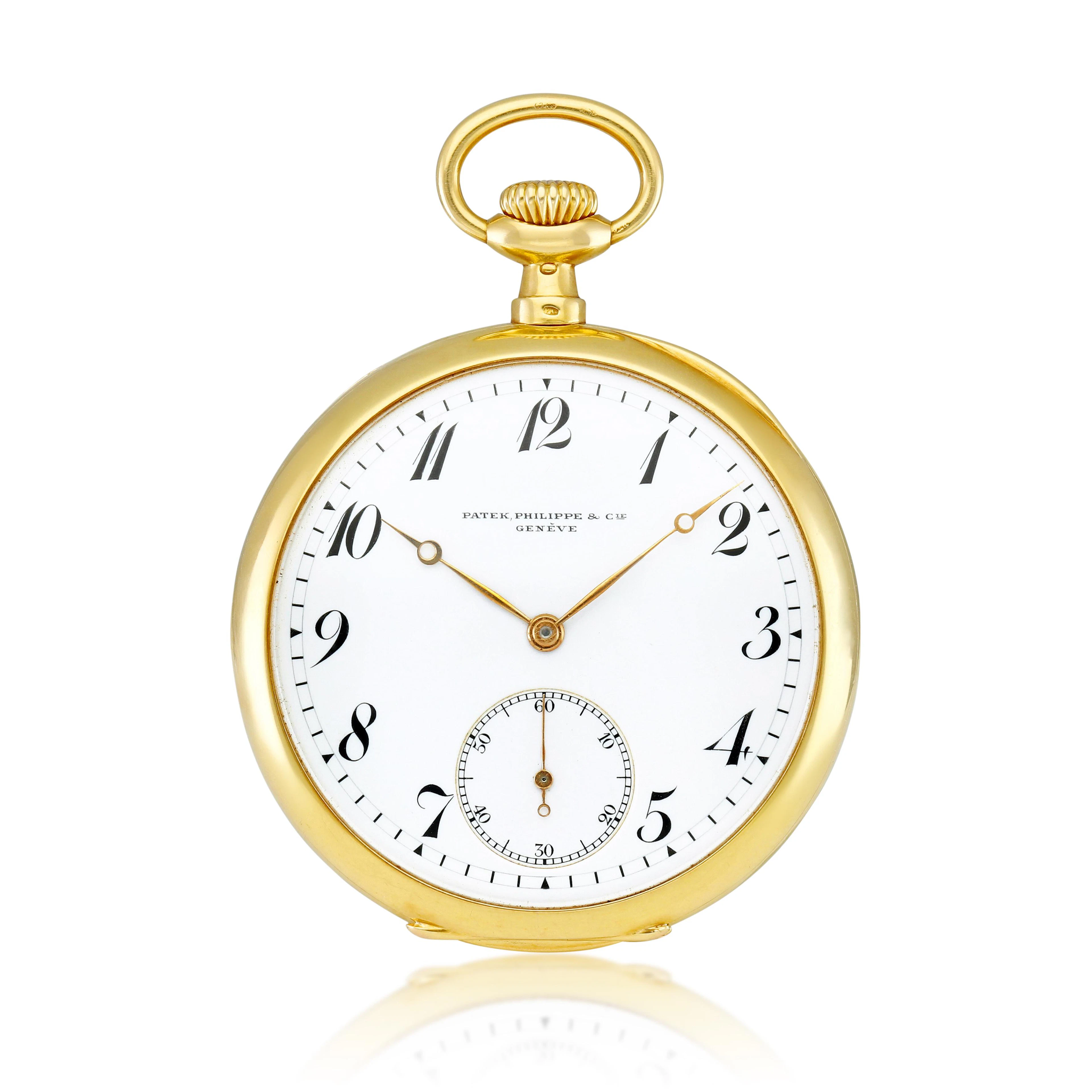 A yellow gold mechanical keyless openface watch with enamel dial. Circa 1915
