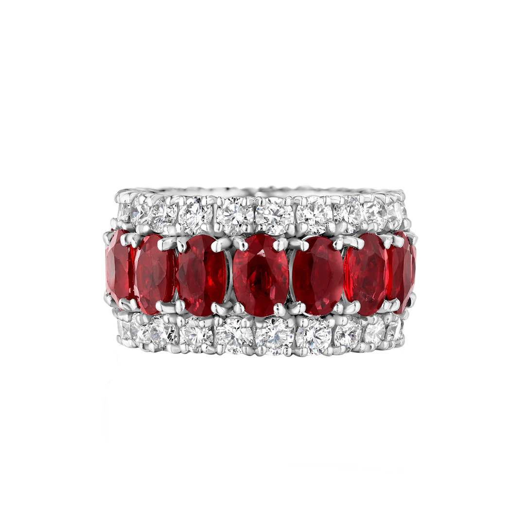 White Gold, 8.80ctw Ruby and Diamond Eternity Band Ring