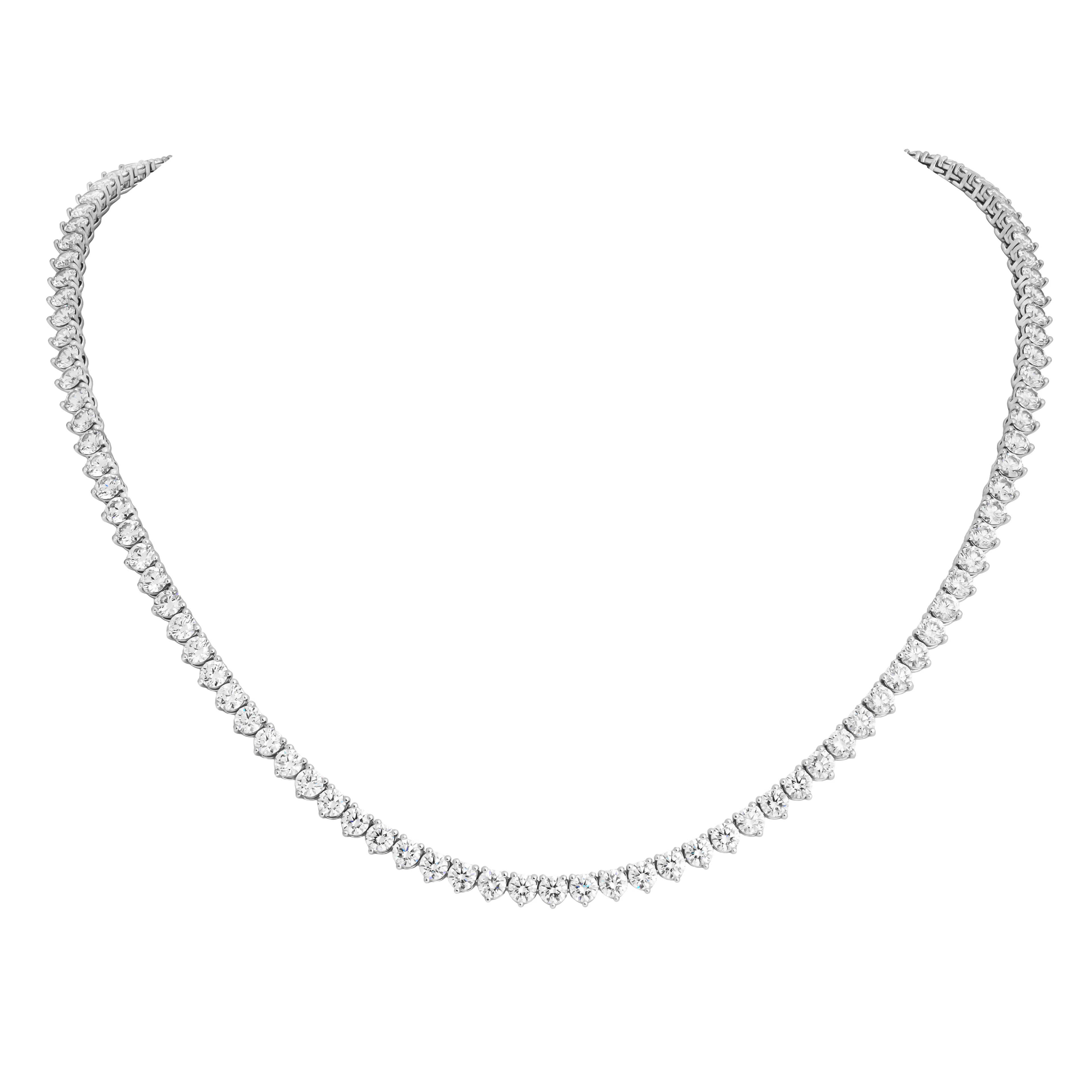 Platinum and 22.30ctw Round Brilliant Cut Diamond Tennis Necklace