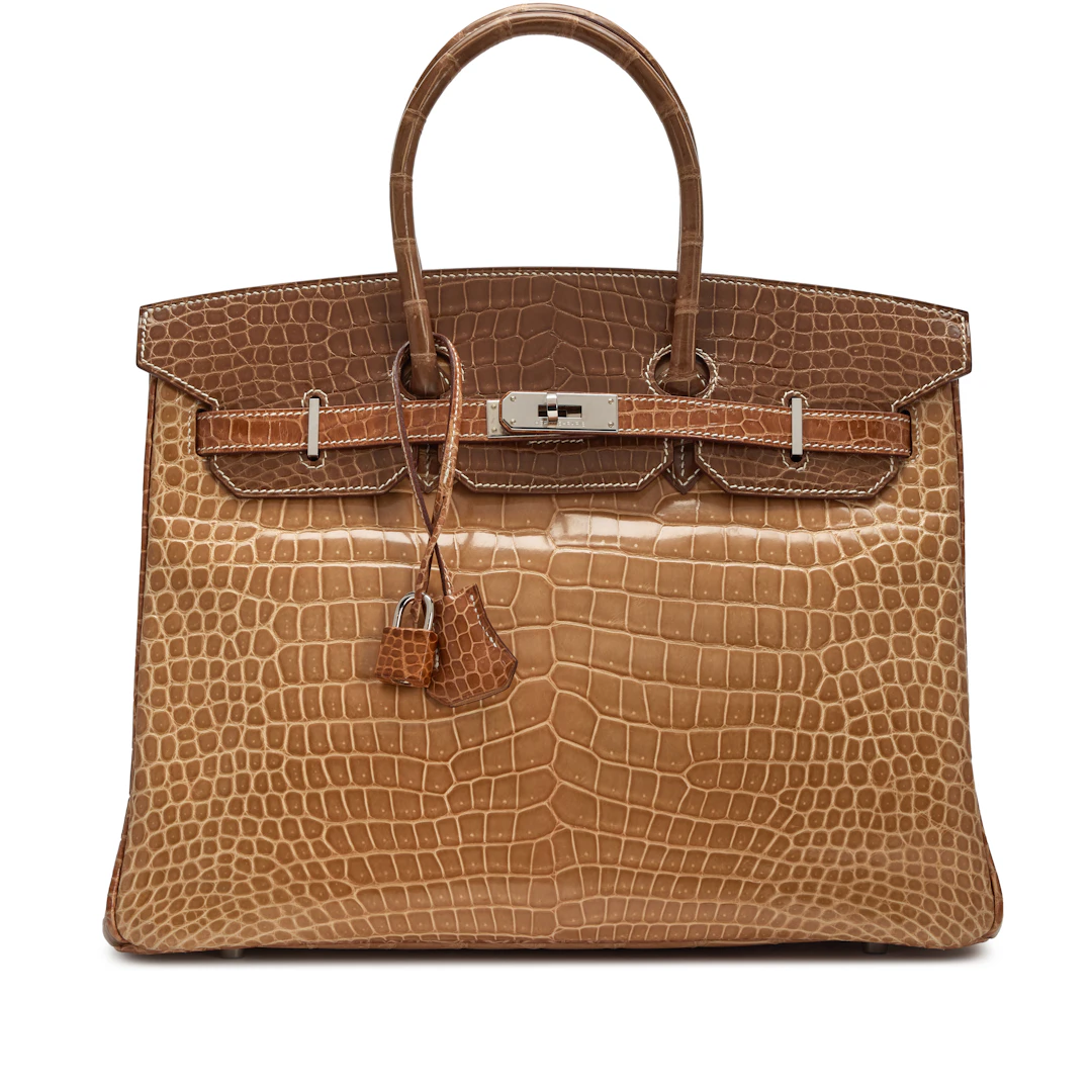 Poussiere, Poudre and Ficelle Tri-Color Shiny Porosus Crocodile Birkin