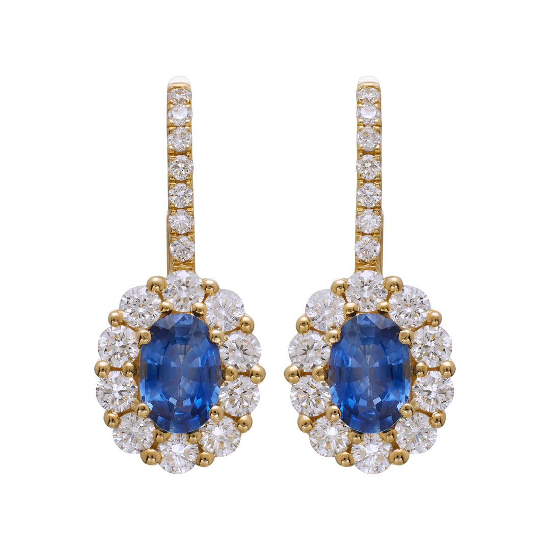 Gold, 1.95ctw Sapphire and Diamond Drop Earrings