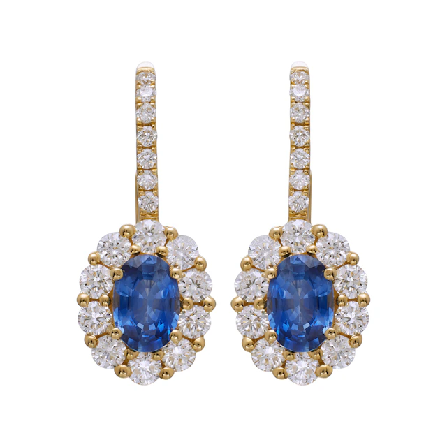 Gold, 1.95ctw Sapphire and Diamond Drop Earrings