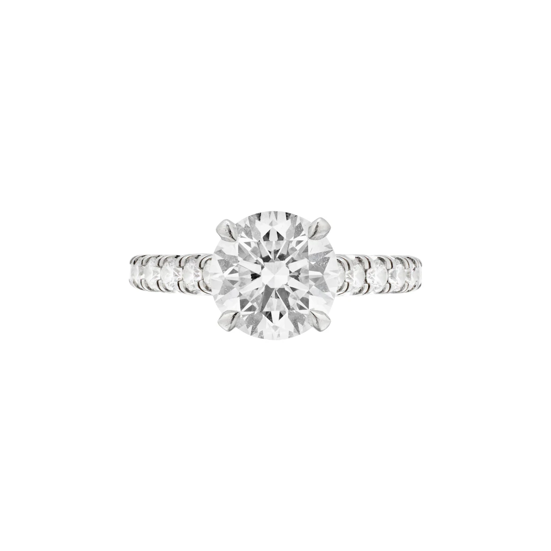 Platinum, 2.12ct Round Brilliant Cut Diamond and Diamond Engagement Ring