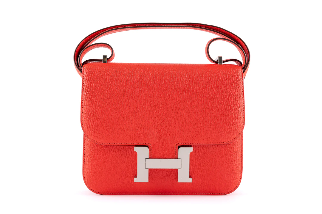 Hermès Rose Texas Chèvre Mysore Constance Mini Palladium Hardware, 2020