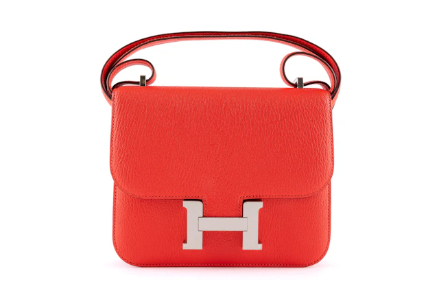 Hermès Rose Texas Chèvre Mysore Constance Mini Palladium Hardware, 2020