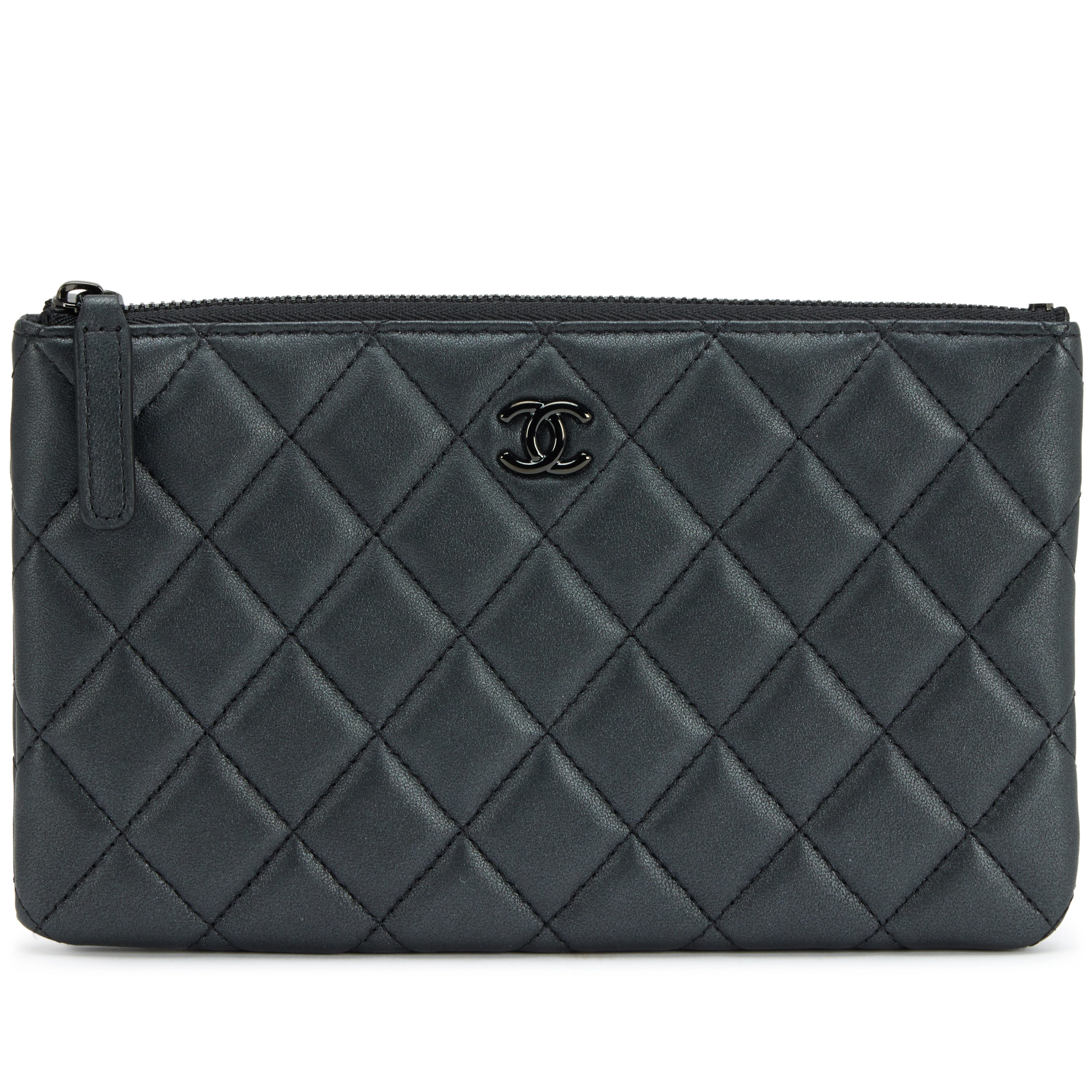 So Black Quilted Lambskin Small O Case Pouch Black Hardware, 2023