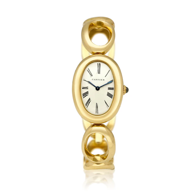 Baignoire. A 23mm yellow gold quartz bracelet watch. 1990