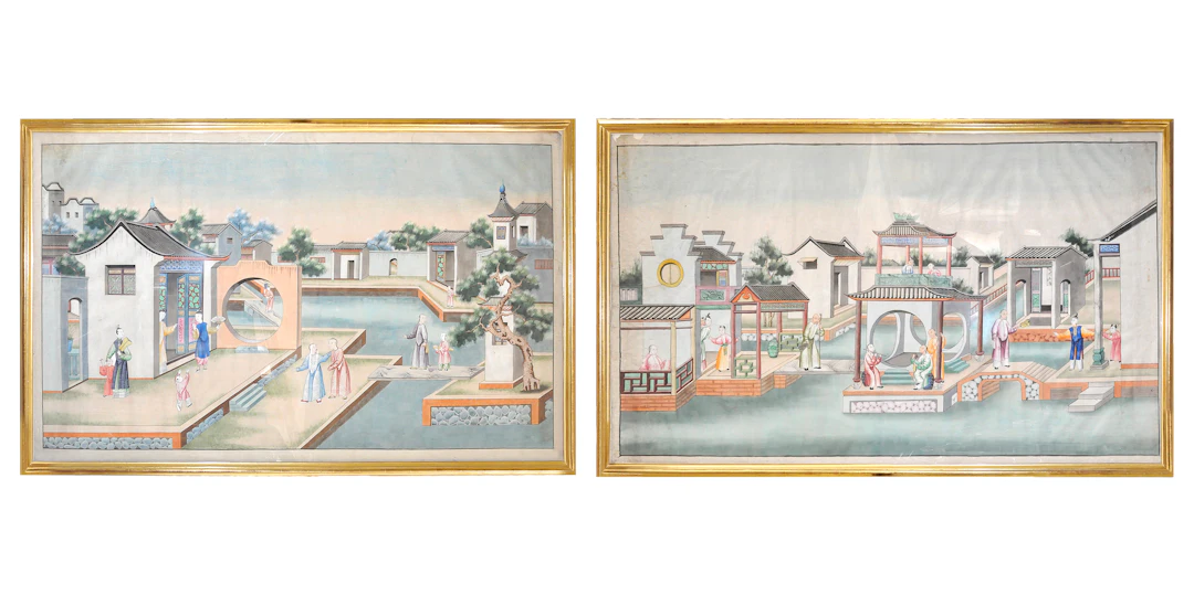 Chinese House Scene Watercolors