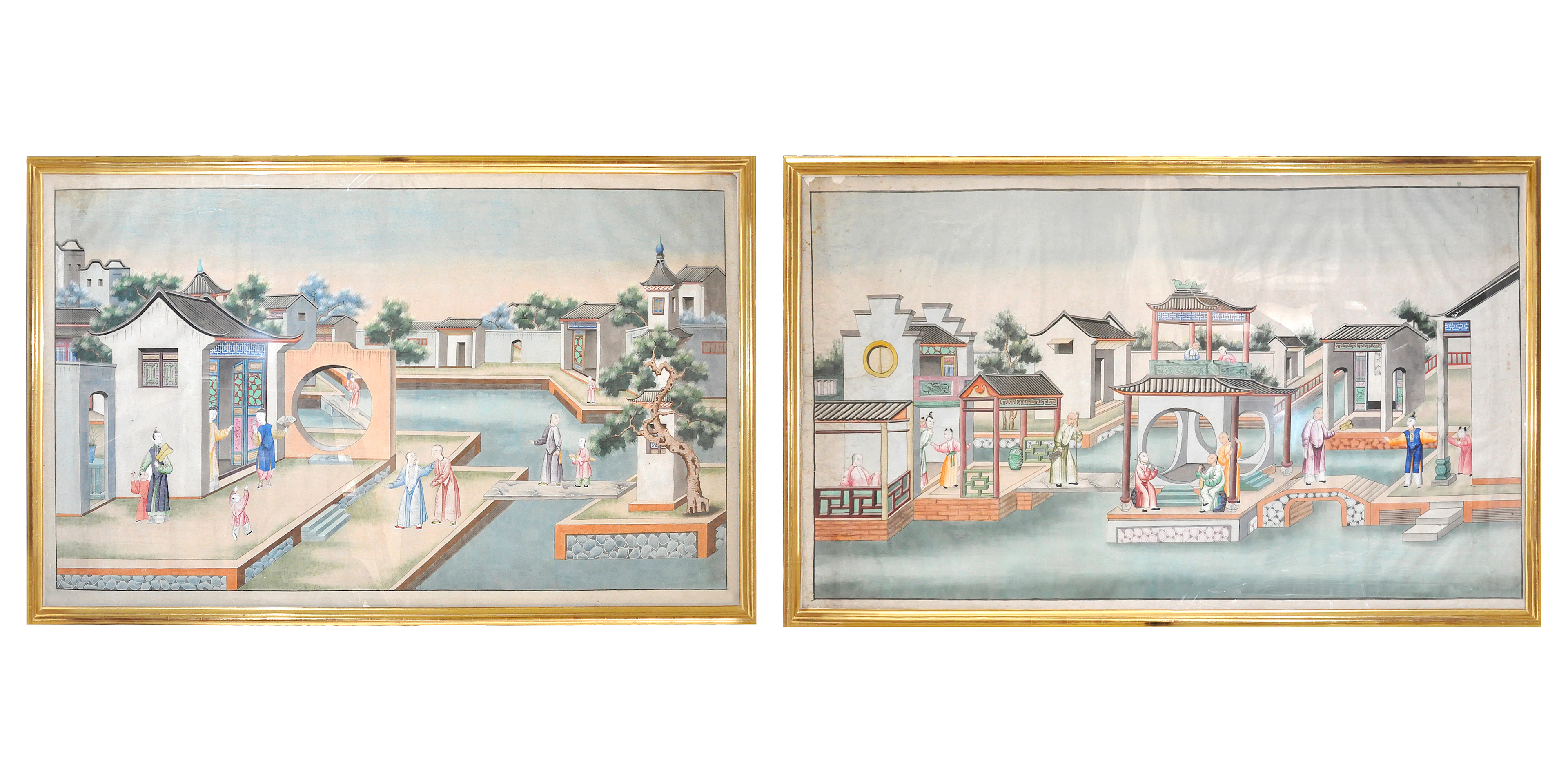 Chinese House Scene Watercolors