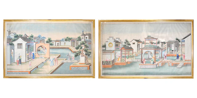 Chinese House Scene Watercolors