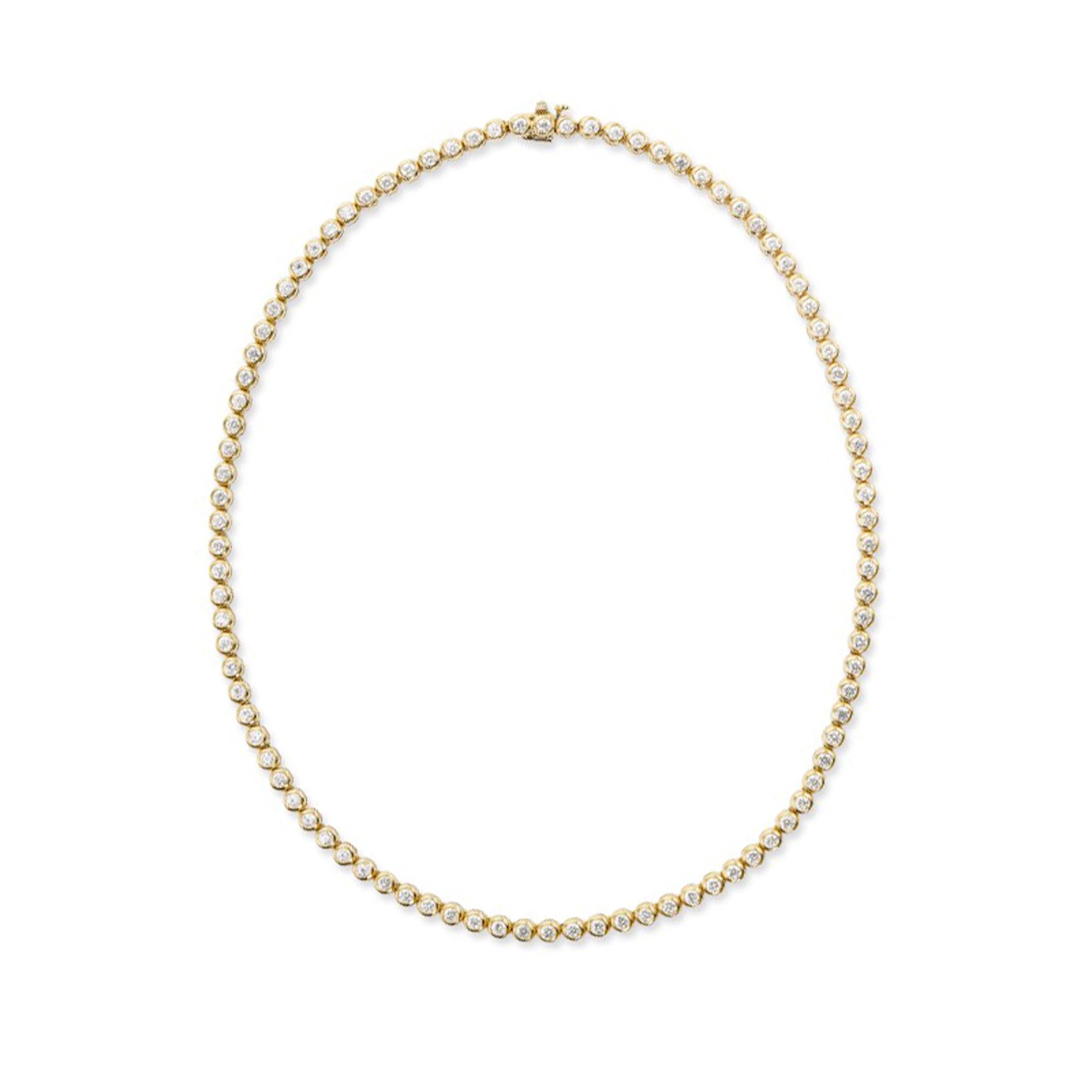Gold and 5.40ctw Round Brilliant Cut Diamond Tennis Necklace