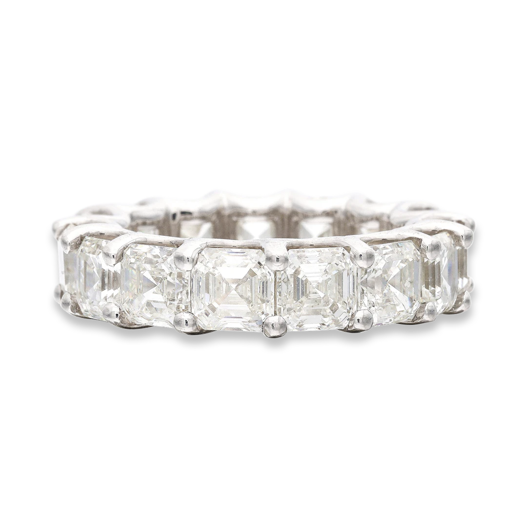 Platinum and 10.95ctw Asscher Cut Diamond Eternity Band Ring