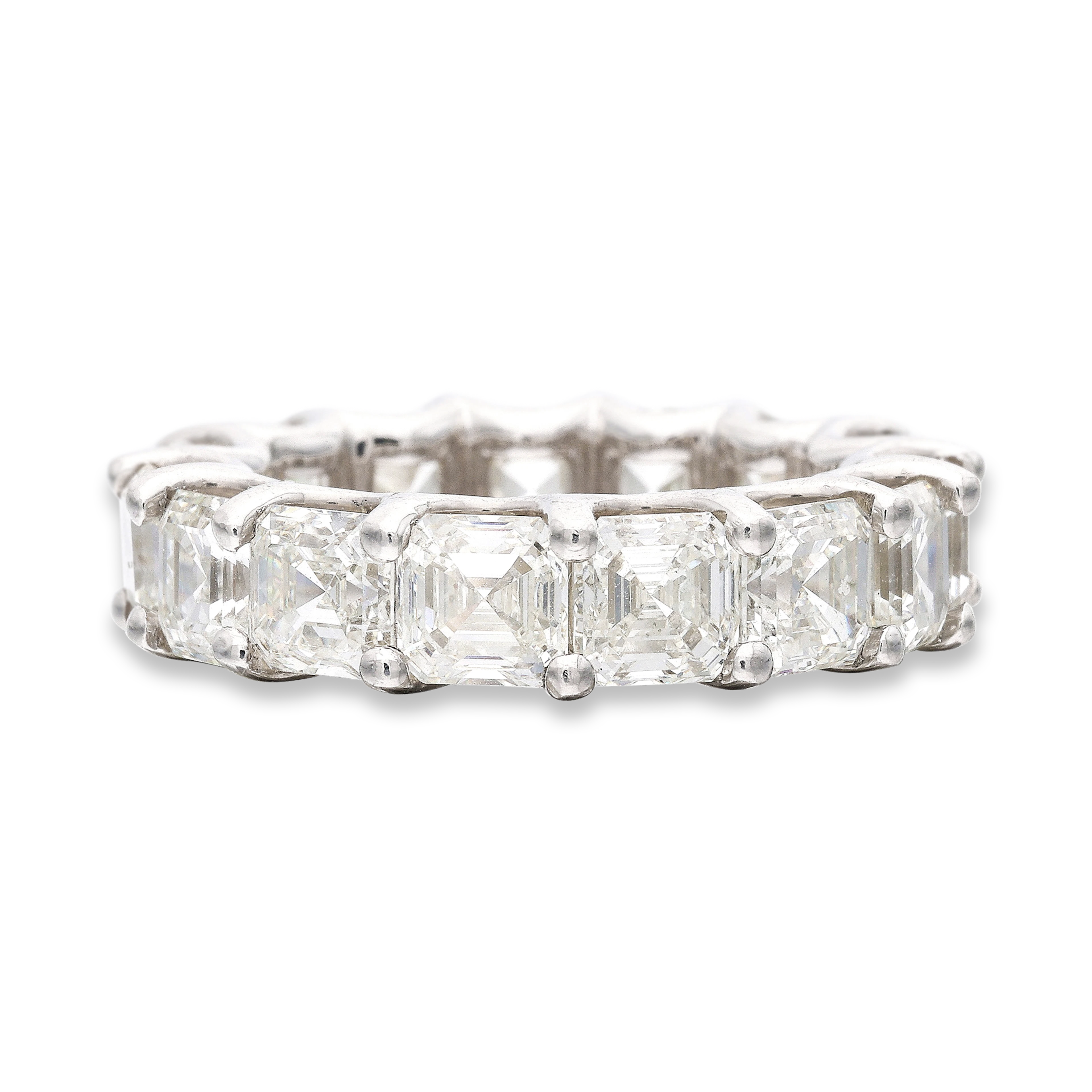 Platinum and 10.95ctw Asscher Cut Diamond Eternity Band Ring