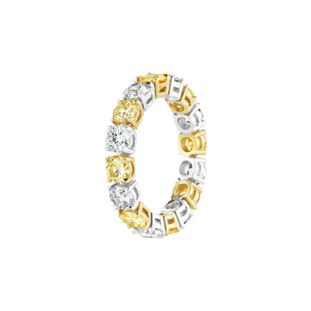 Platinum, Gold, 1.65ctw Round Brilliant Cut Yellow Diamond and 1.80ctw