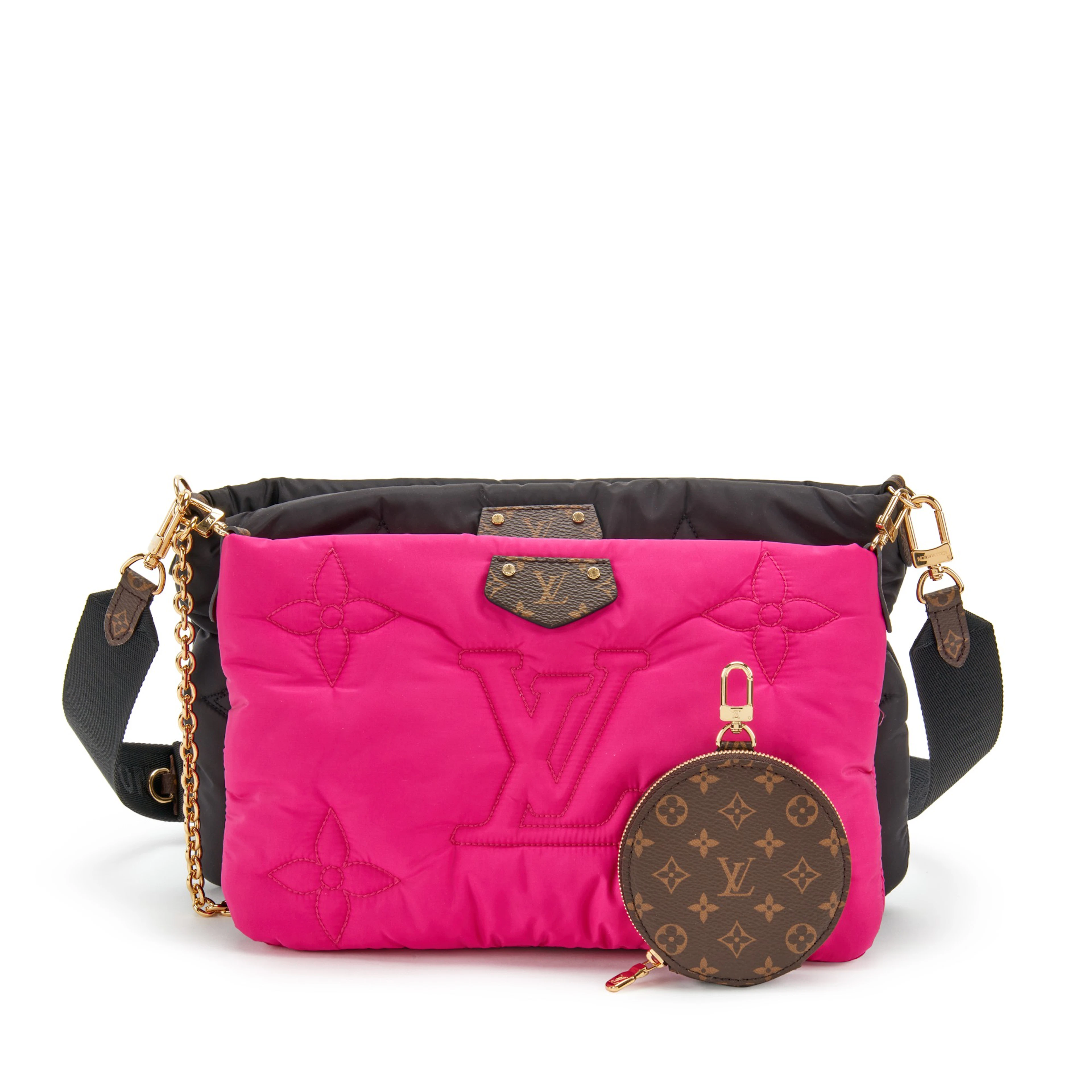 Pink and Black Monogram Econyl Nylon Maxi Multi Pochette Gold Hardware, 2021