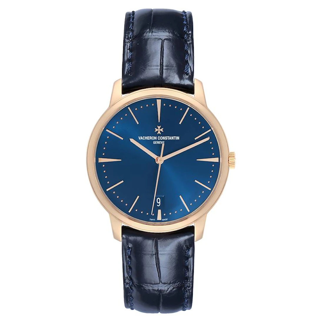 Patrimony (Reference 4100U/000R-B643). A 36mm rose gold automatic