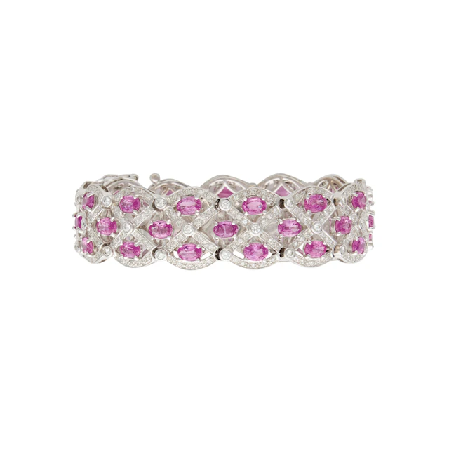 White Gold, Pink Sapphire and Diamond Bracelet