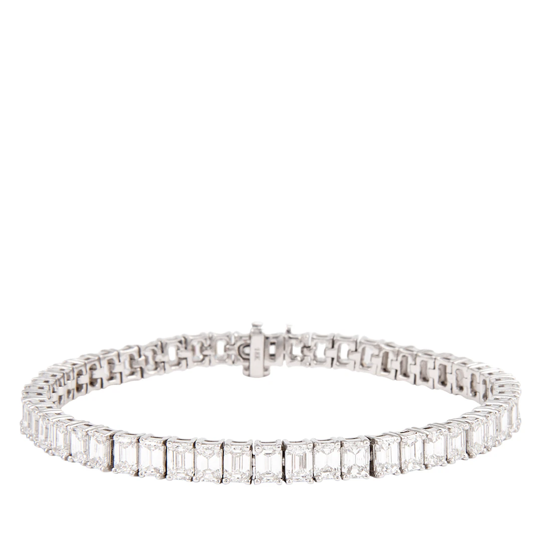 White Gold and 12.65ct Emerald Cut Diamond Tennis Bracelet