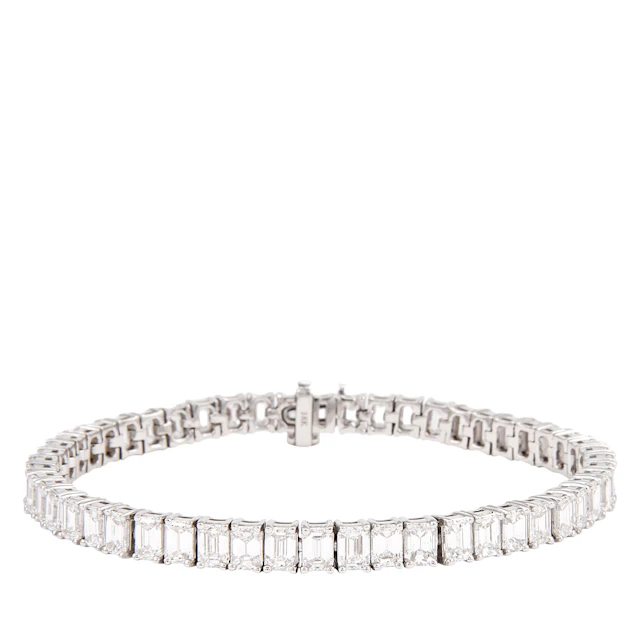 White Gold and 12.65ct Emerald Cut Diamond Tennis Bracelet