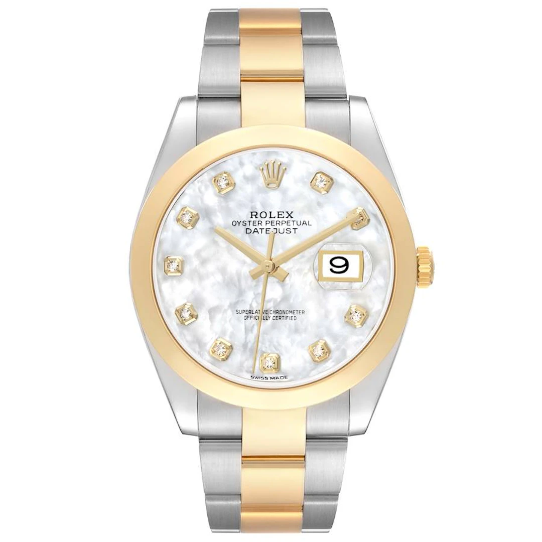Datejust (Reference 126303). A 41mm yellow gold stainless steel diamond-set