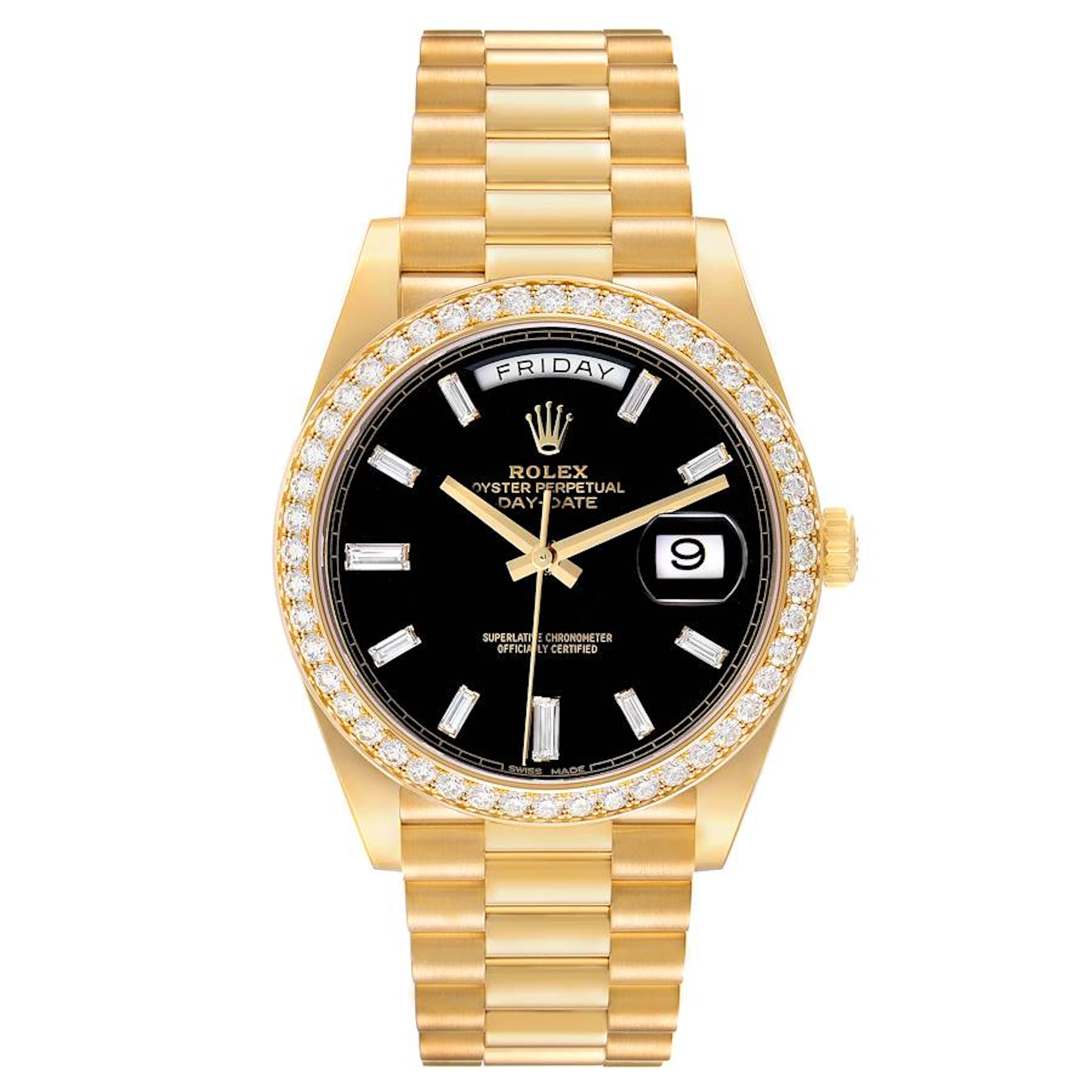 President Day-Date (Reference 228348). A 40mm yellow gold diamond-set
