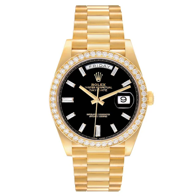 President Day-Date (Reference 228348). A 40mm yellow gold diamond-set