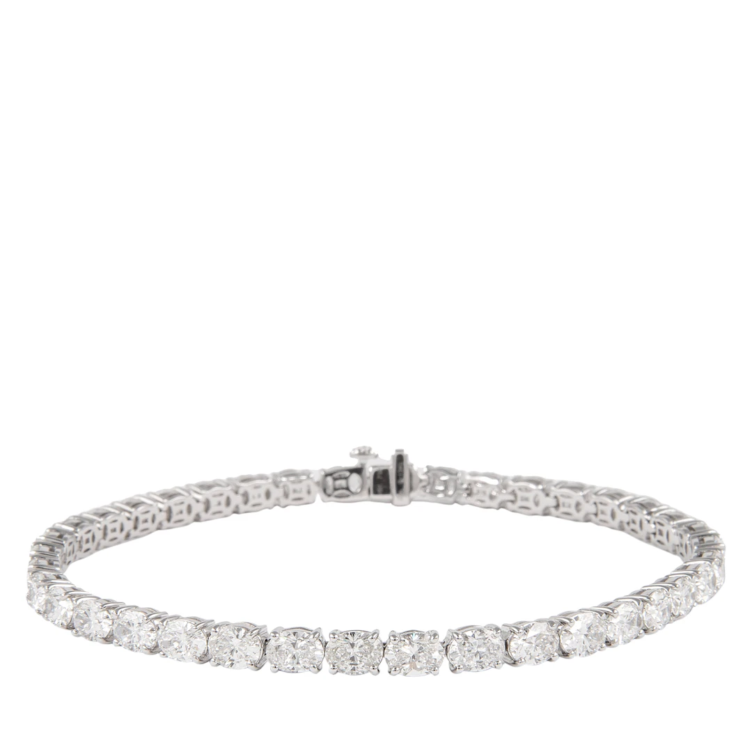 White Gold and 8.80ctw Oval Cut Diamond Tennis Bracelet