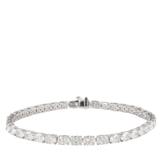 White Gold and 8.80ctw Oval Cut Diamond Tennis Bracelet