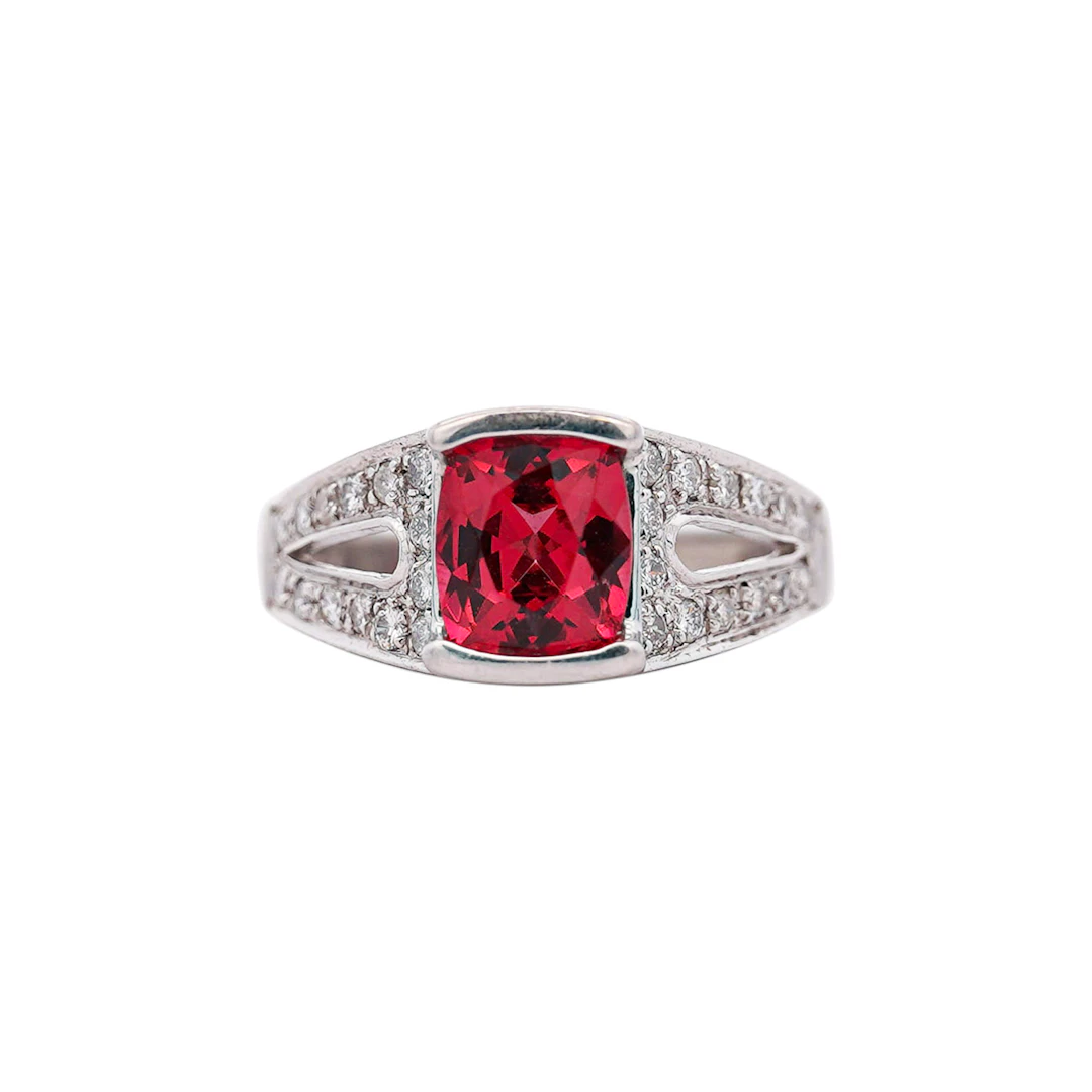 Platinum, Spinel and Diamond Ring