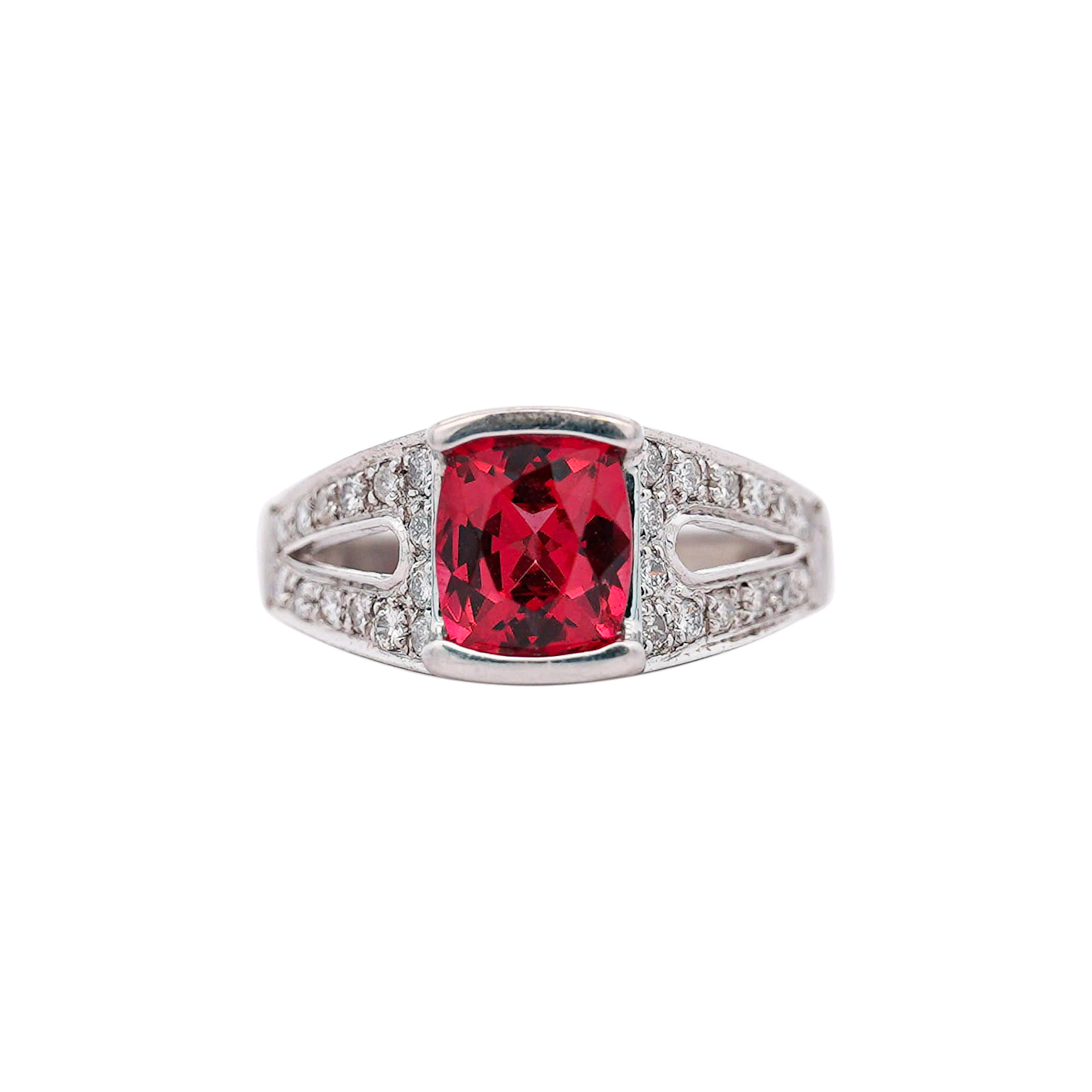 Platinum, Spinel and Diamond Ring