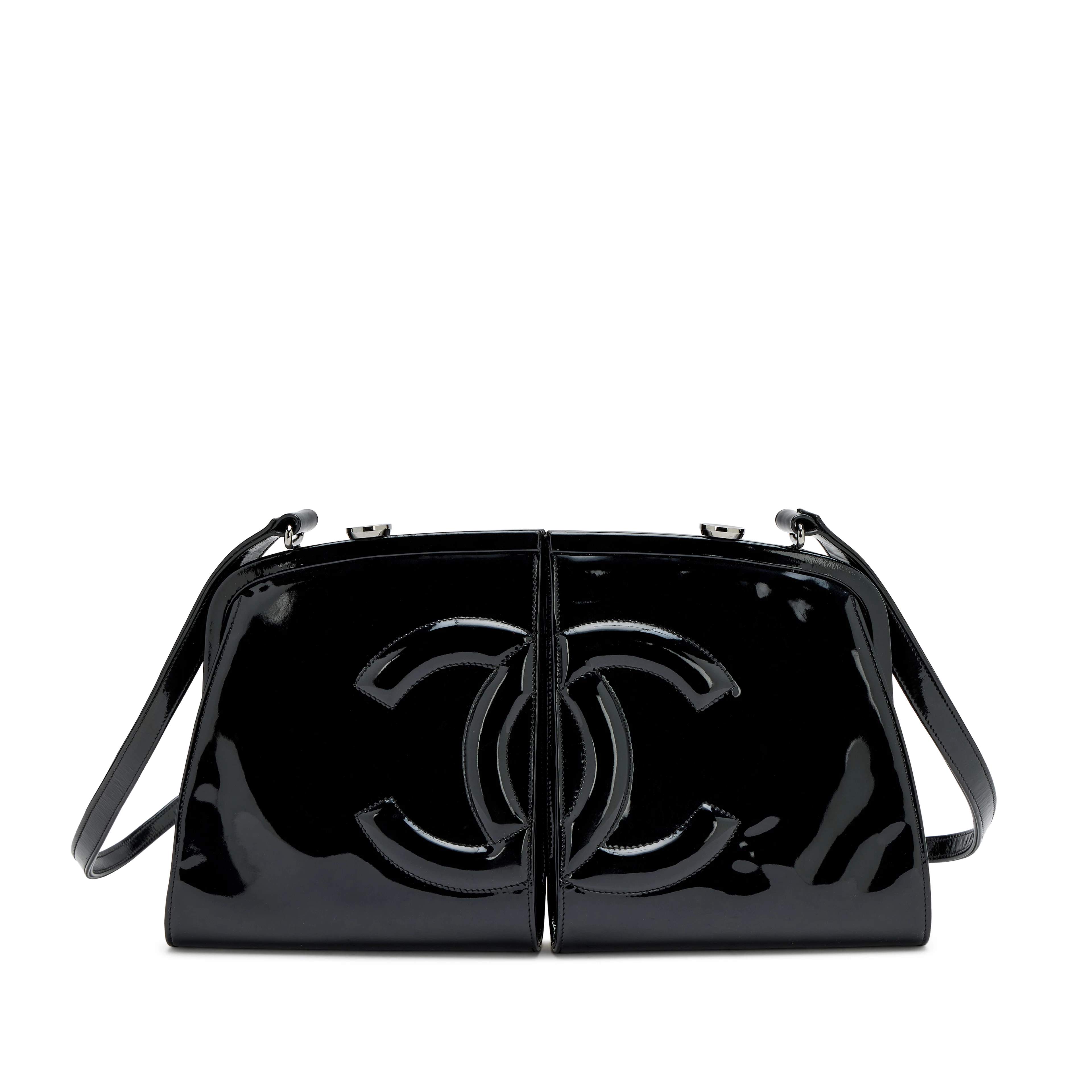 Black Patent Double CC Split Frame Bag Ruthenium Hardware, 2007