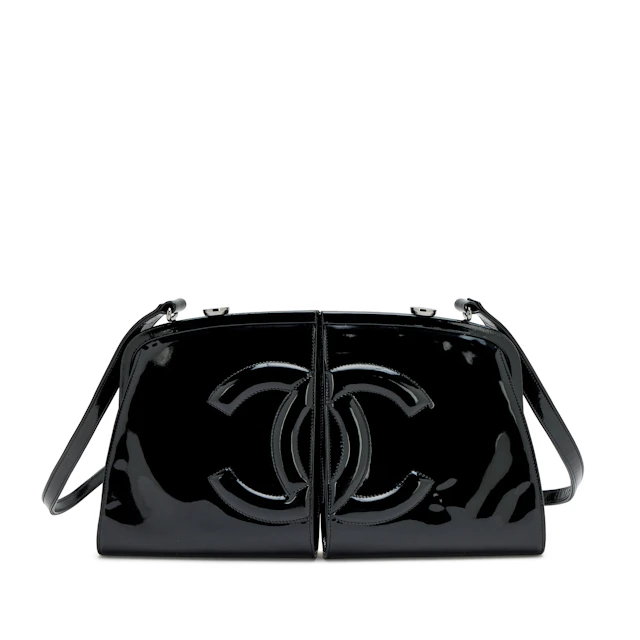 Black Patent Double CC Split Frame Bag Ruthenium Hardware, 2007