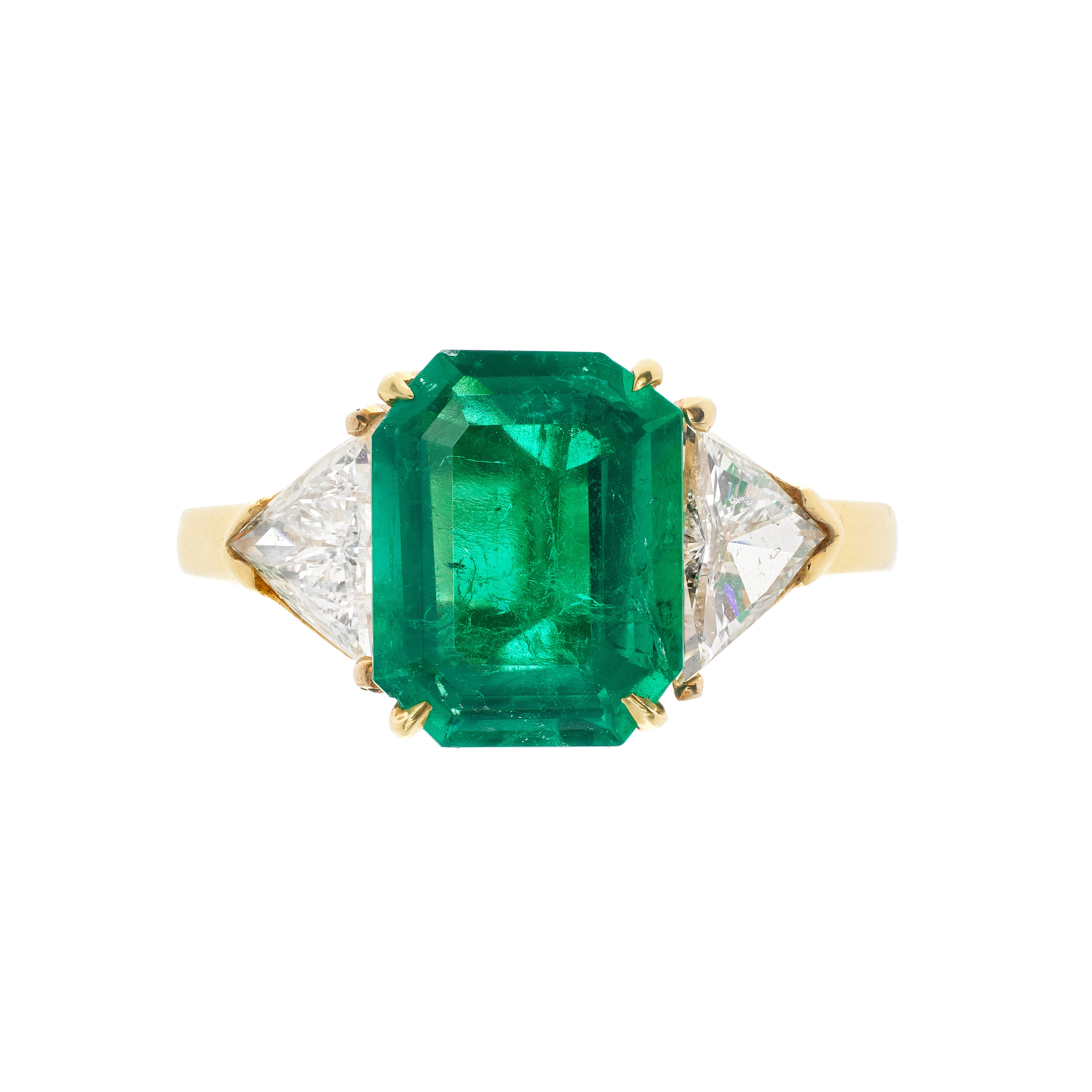 Vintage Gold, 2.77ct Colombian Emerald and Diamond Ring