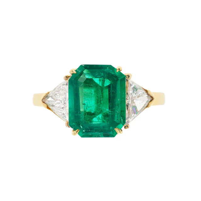 Vintage Gold, 2.77ct Colombian Emerald and Diamond Ring