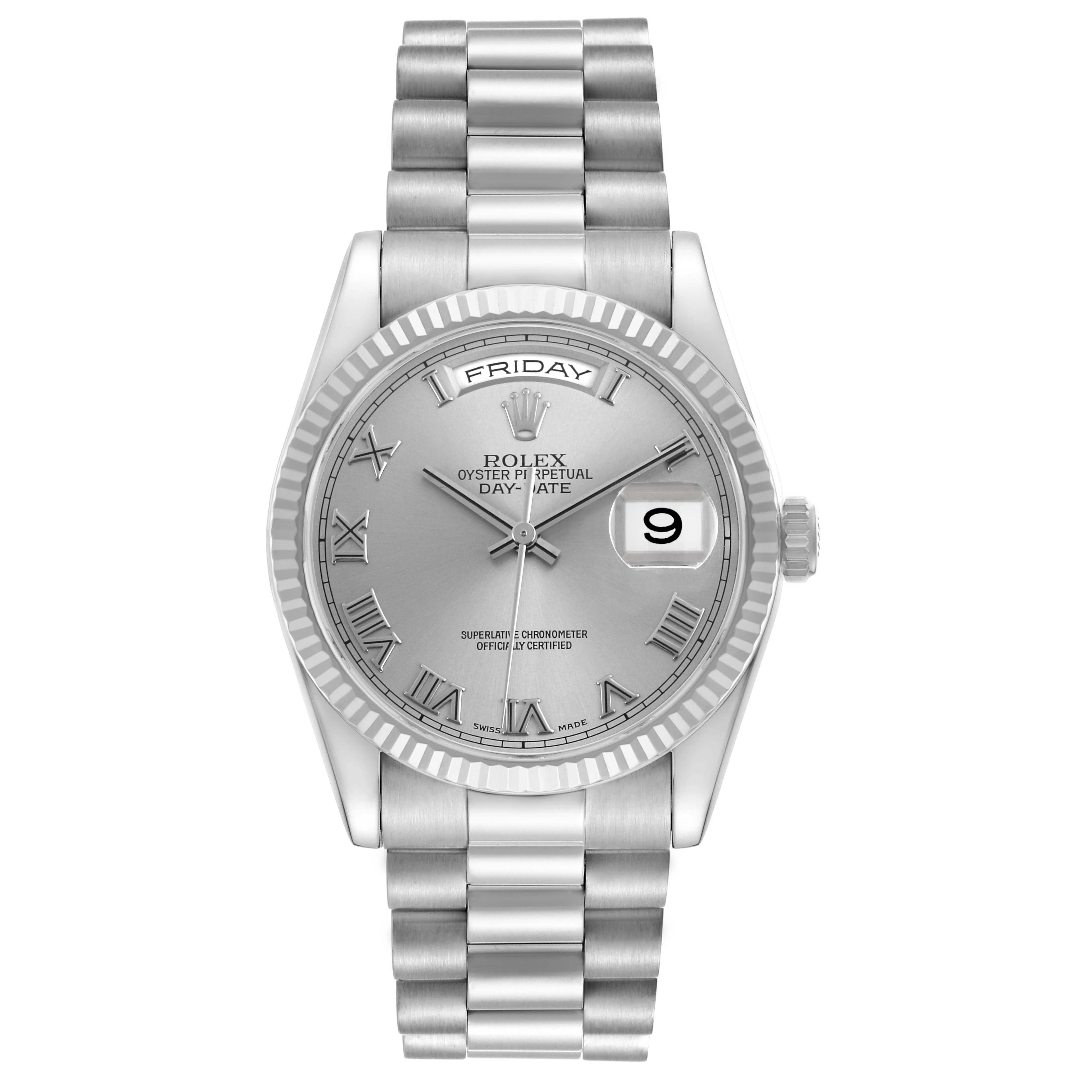 President Day-Date (Reference 118209). A 36mm white gold automatic