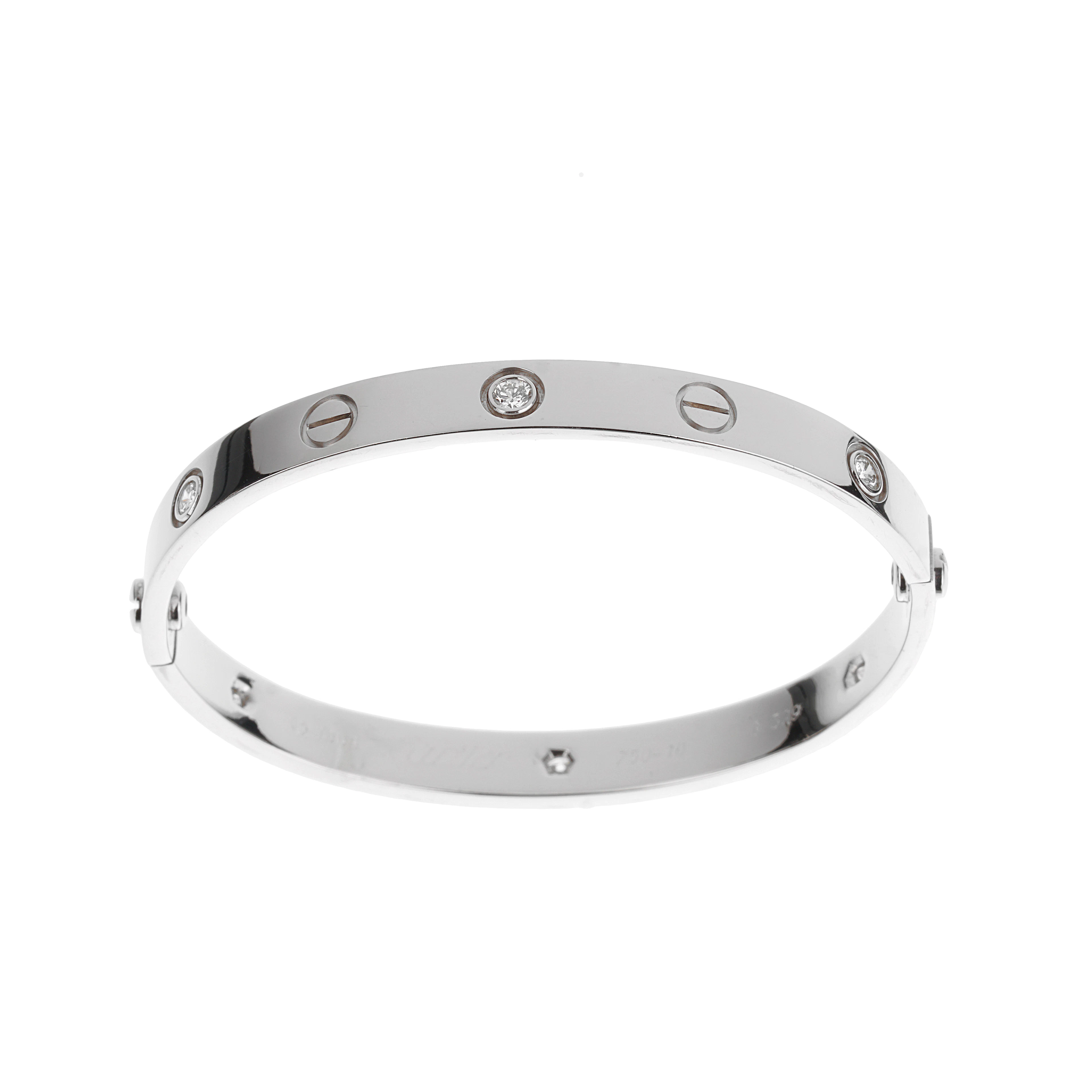 White Gold and 6 Diamond Love Bangle Bracelet
