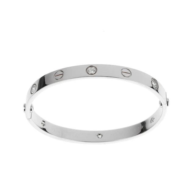 White Gold and 6 Diamond Love Bangle Bracelet