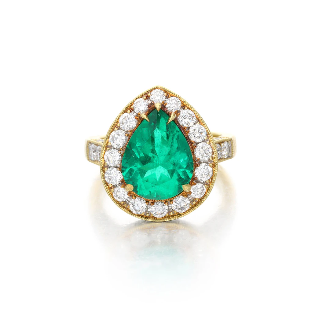 Gold, 3.25ct Colombian Emerald and Diamond Ring
