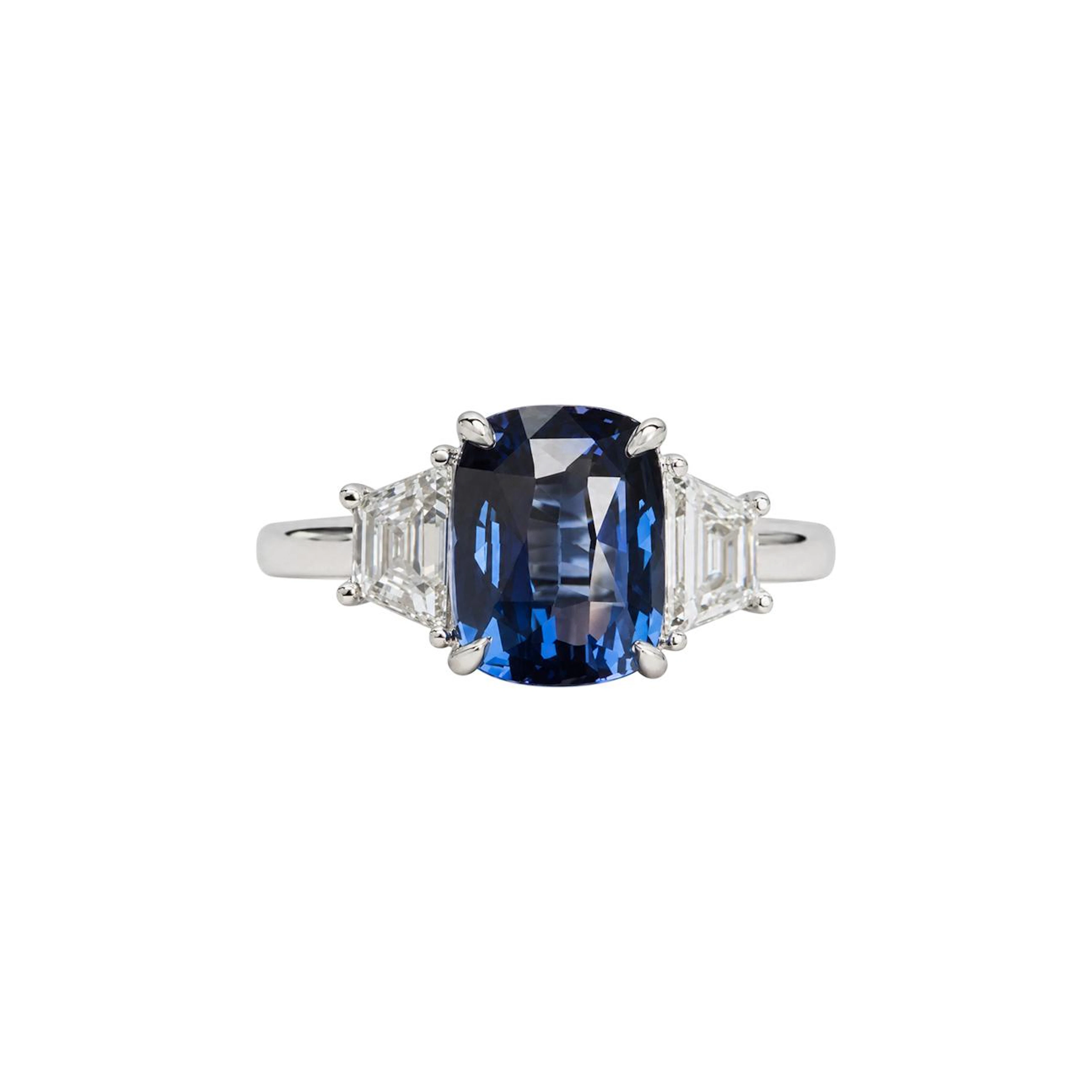 Platinum, 4.01ct Madagascar Sapphire and Diamond Ring