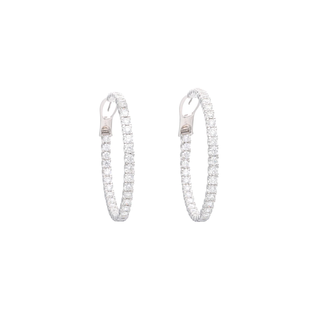 White Gold and 6.85ctw Diamond Hoop Earrings