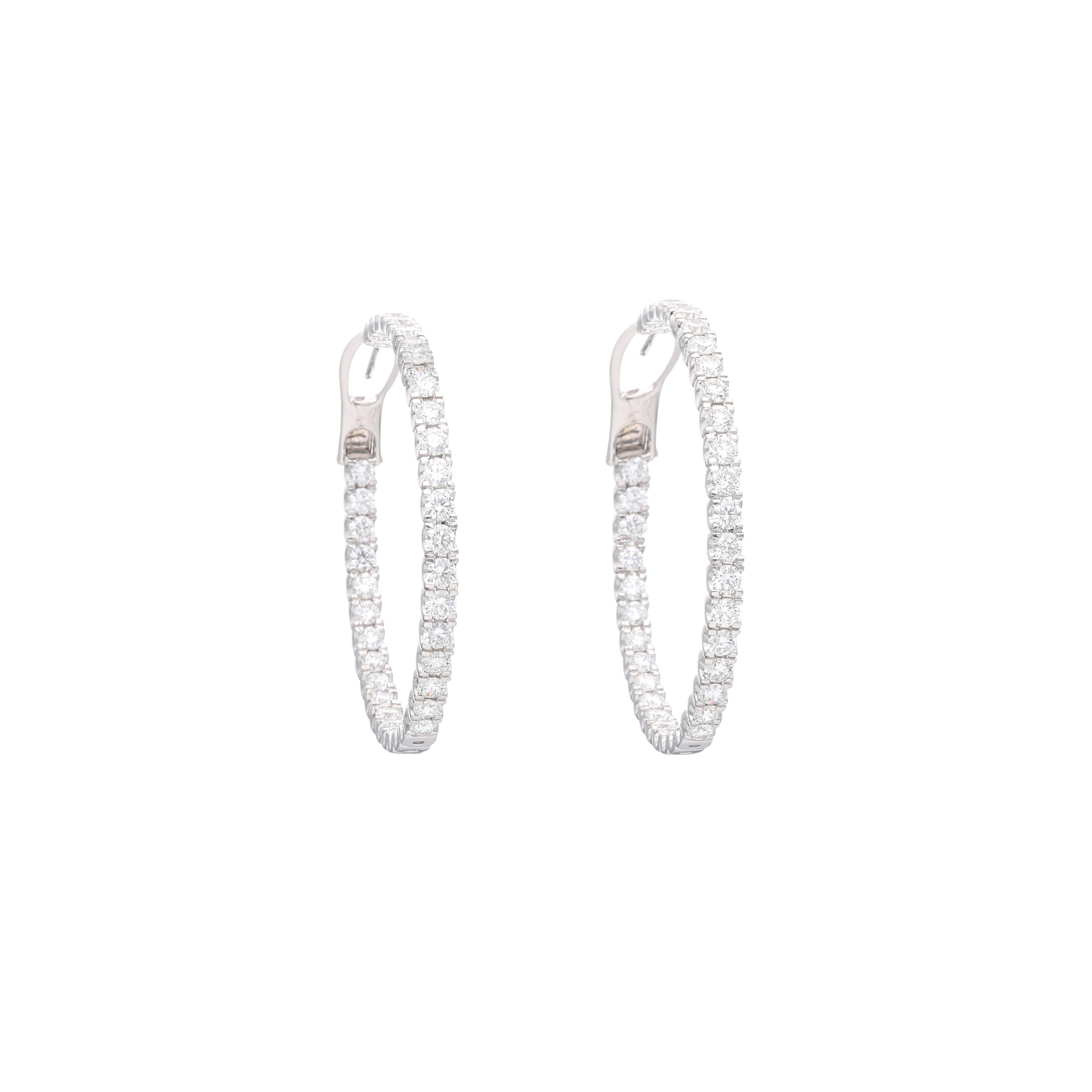 White Gold and 6.85ctw Diamond Hoop Earrings