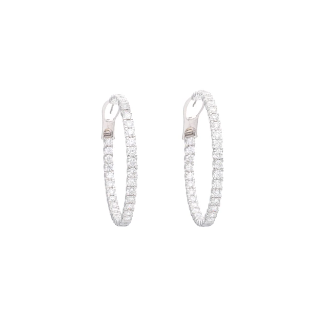 White Gold and 6.85ctw Diamond Hoop Earrings
