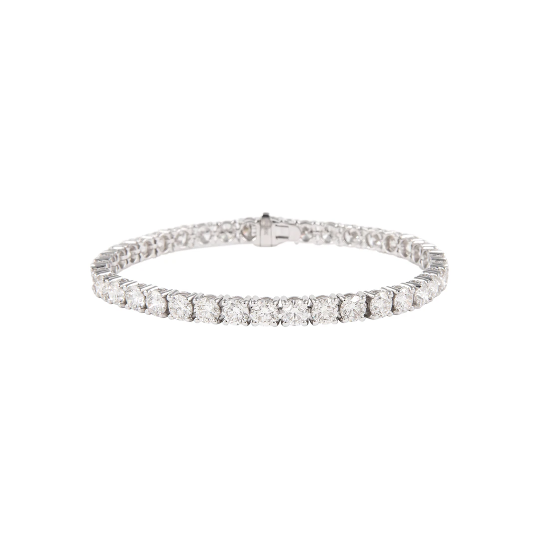 White Gold and 10.95ctw Round Brilliant Cut Diamond Tennis Bracelet