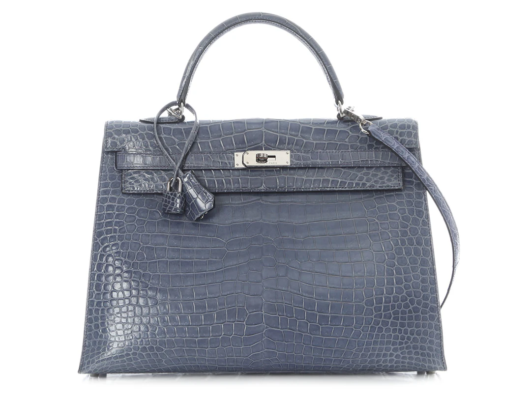 Bleu Brighton Shiny Porosus Crocodile Sellier Kelly 35 Palladium Hardware, 2009