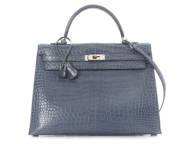 Bleu Brighton Shiny Porosus Crocodile Sellier Kelly 35 Palladium Hardware, 2009
