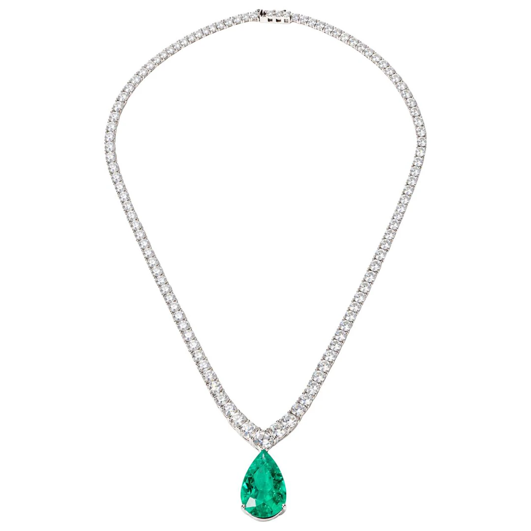 Platinum, Gold, 12.05ct Colombian Emerald and Diamond Necklace