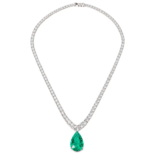 Platinum, Gold, 12.05ct Colombian Emerald and Diamond Necklace