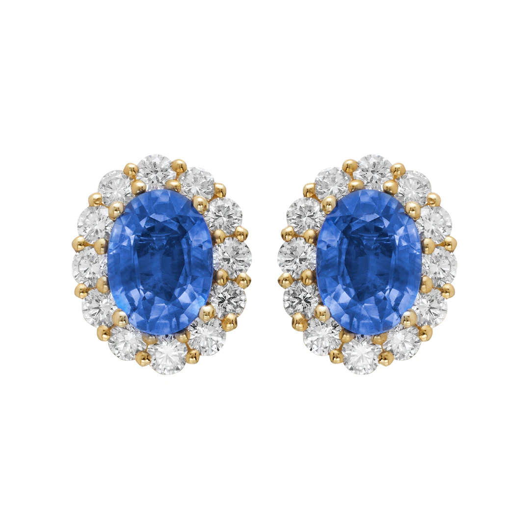 Gold, 1.60ctw Sapphire and Diamond Stud Earrings