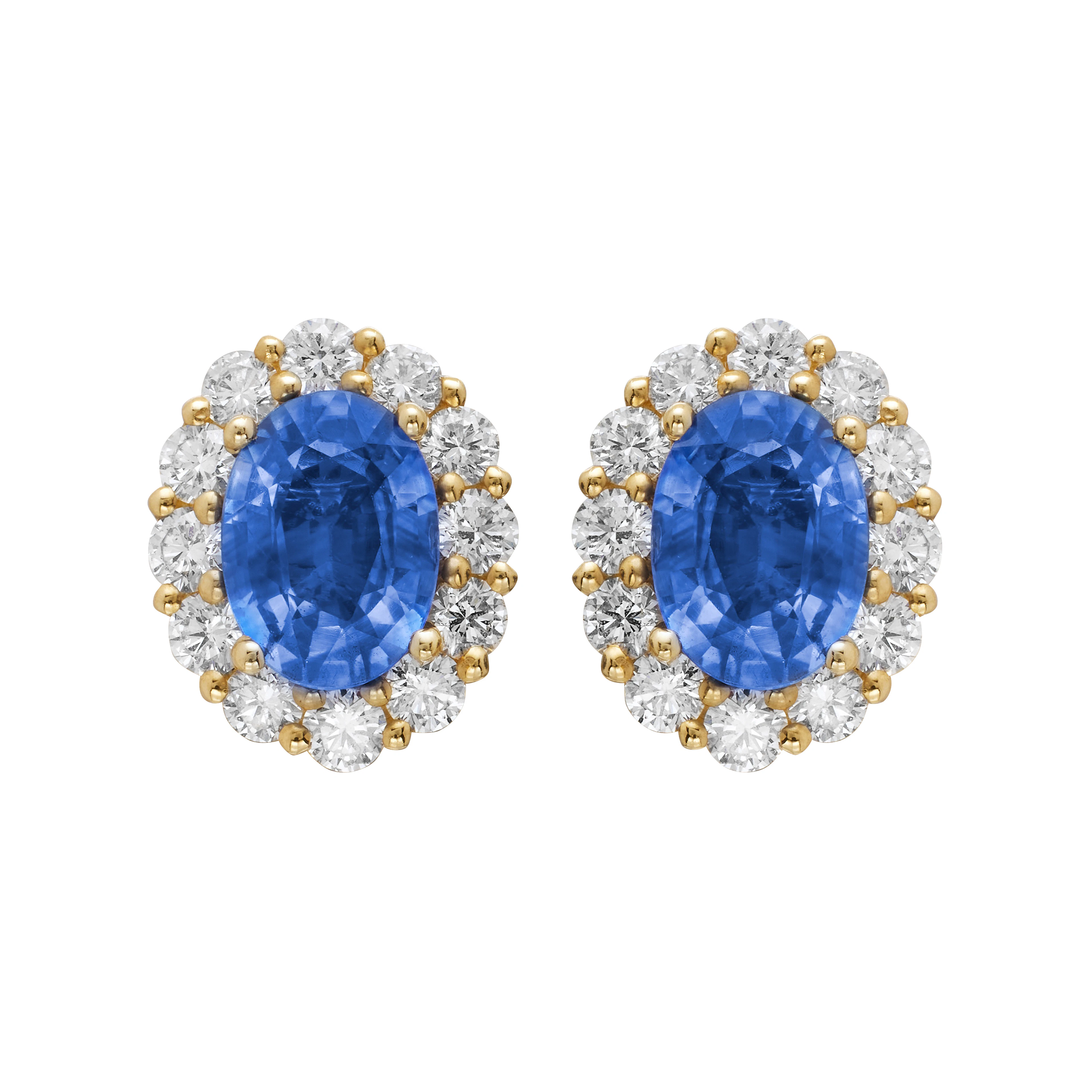 Gold, 1.60ctw Sapphire and Diamond Stud Earrings